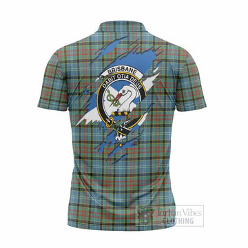 Brisbane Clan Crest In Me Tartan Zipper Polo Shirt Scotland Flag Style