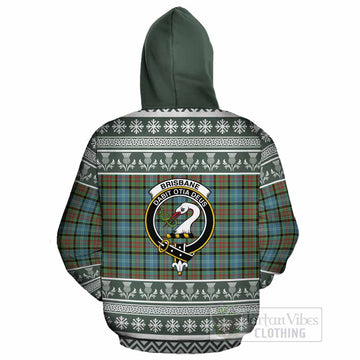 Brisbane Clan Tartan Christmas Cotton Hoodie with Family Crest