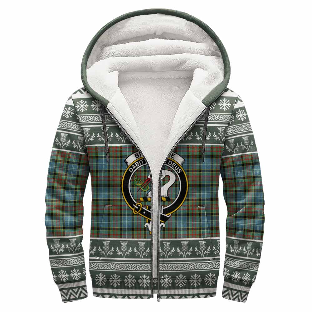 Brisbane Clan Tartan Christmas Fleece Hoodie with Family Crest - Tartan Vibes Clothing