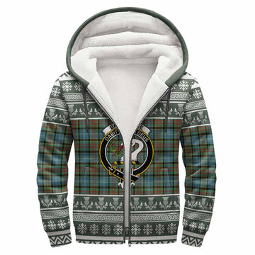 Brisbane Clan Tartan Christmas Fleece Hoodie with Family Crest
