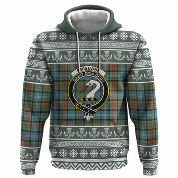 Brisbane Clan Tartan Christmas Hoodie with Family Crest