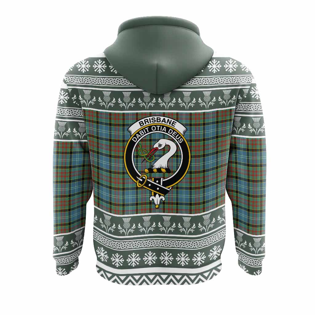 Brisbane Clan Tartan Christmas Hoodie with Family Crest - Tartan Vibes Clothing