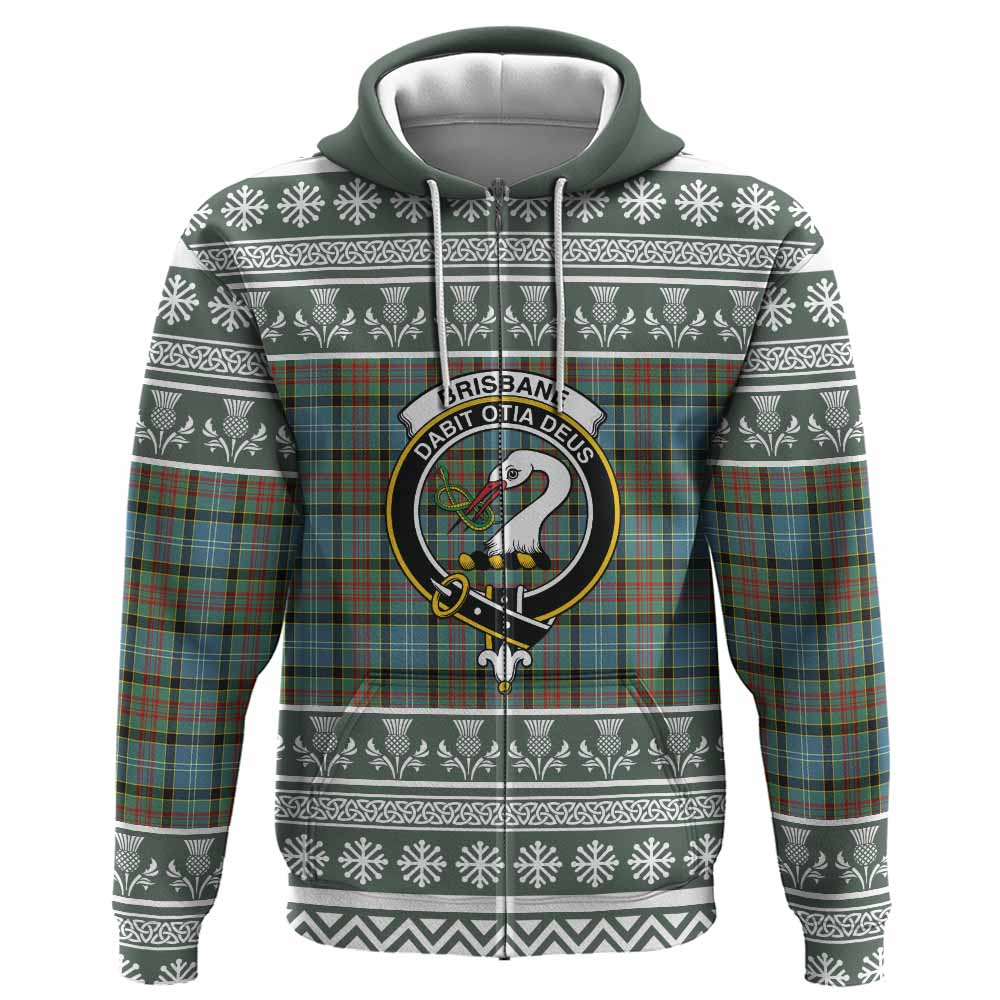 Brisbane Clan Tartan Christmas Hoodie with Family Crest - Tartan Vibes Clothing