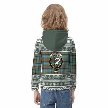 Brisbane Clan Tartan Christmas Kid Hoodie with Family Crest