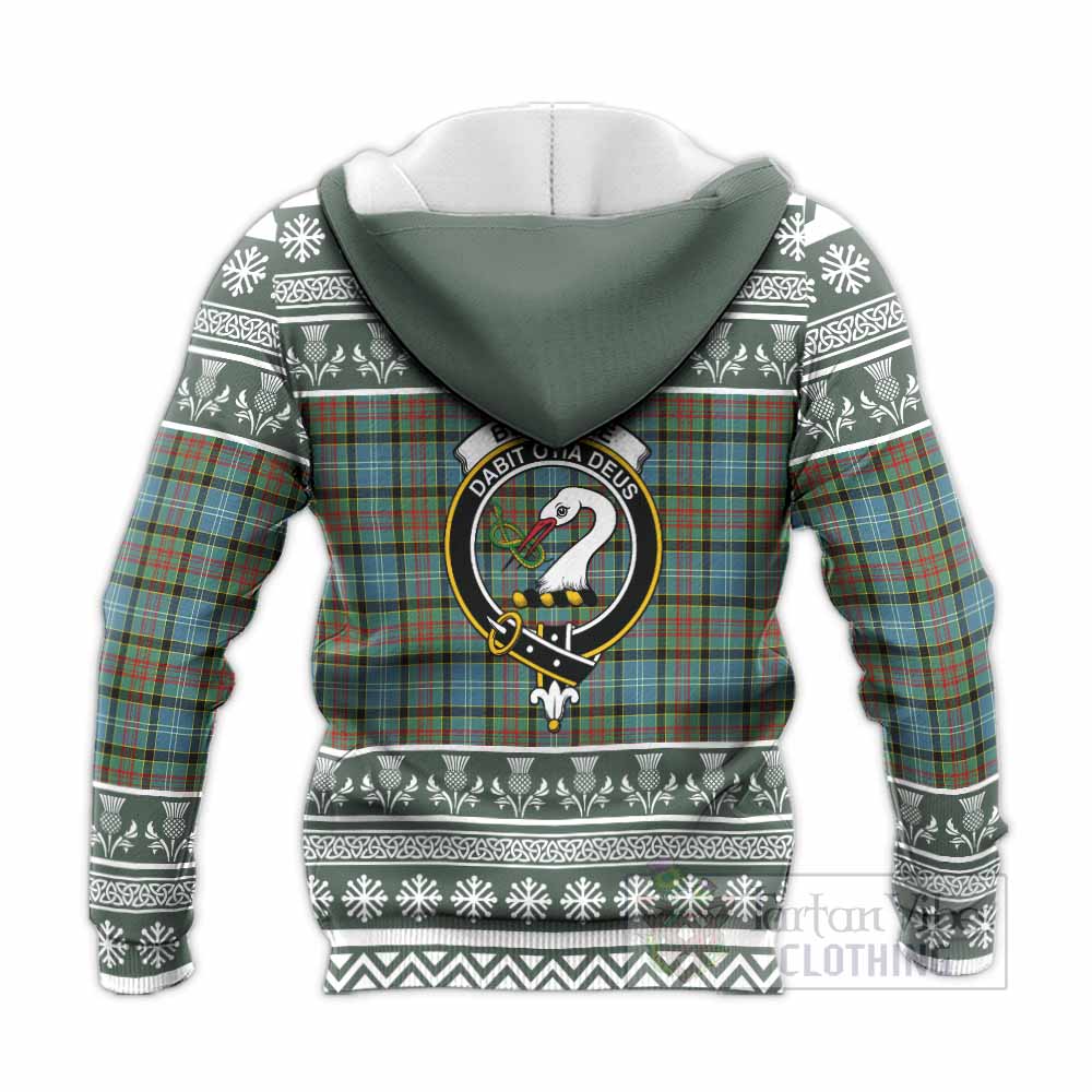 Brisbane Clan Tartan Christmas Knitted Hoodie with Family Crest - Tartan Vibes Clothing