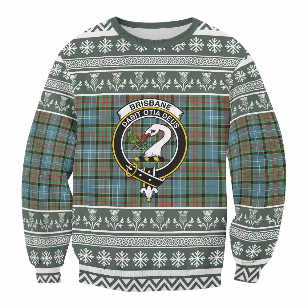 Brisbane Clan Tartan Christmas Sweatshirt with Family Crest - Tartan Vibes Clothing