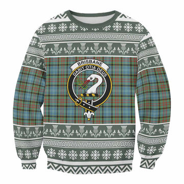 Brisbane Clan Tartan Christmas Sweatshirt with Family Crest