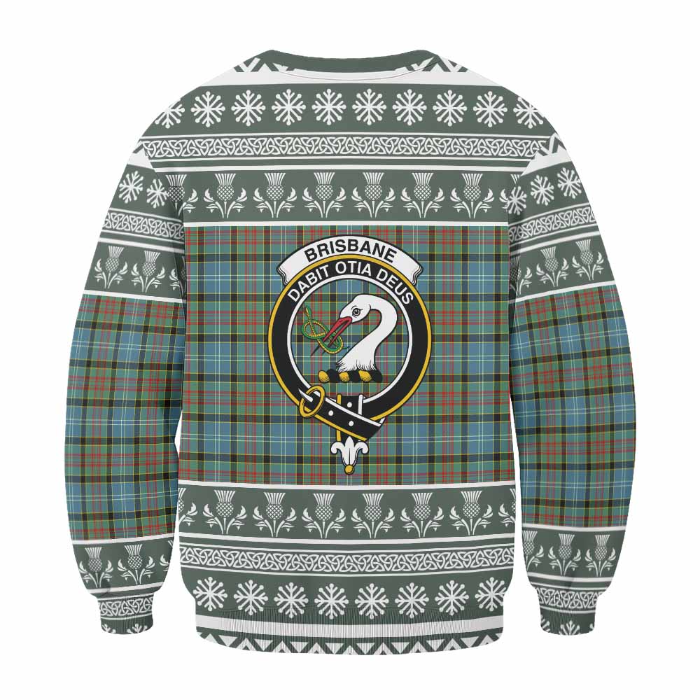 Brisbane Clan Tartan Christmas Sweatshirt with Family Crest - Tartan Vibes Clothing