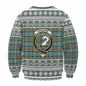 Brisbane Clan Tartan Christmas Sweatshirt with Family Crest