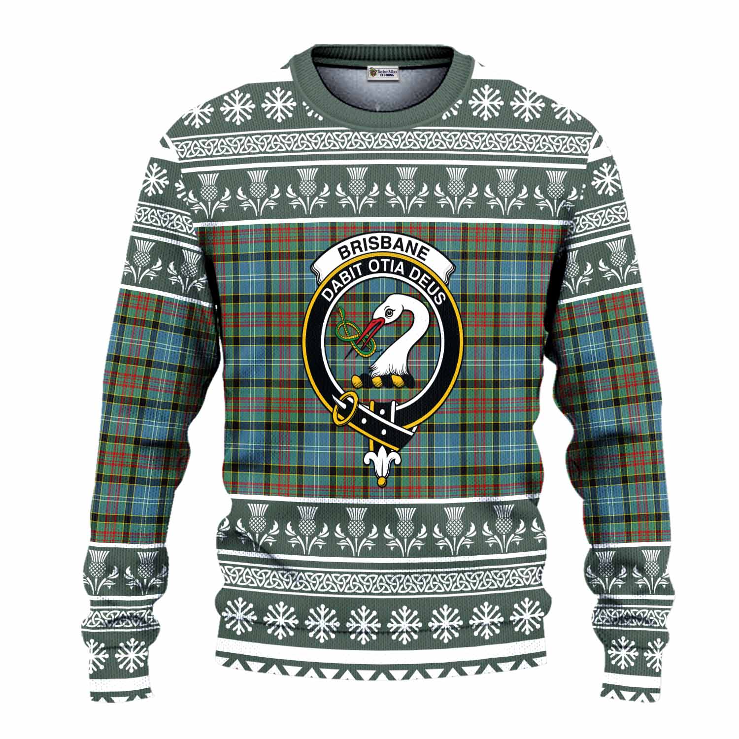 Brisbane Clan Tartan Christmas Ugly Sweater with Family Crest - Tartan Vibes Clothing