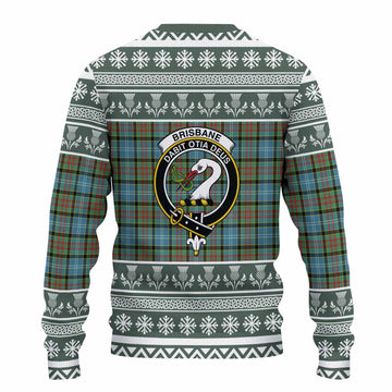 Brisbane Clan Tartan Christmas Ugly Sweater with Family Crest