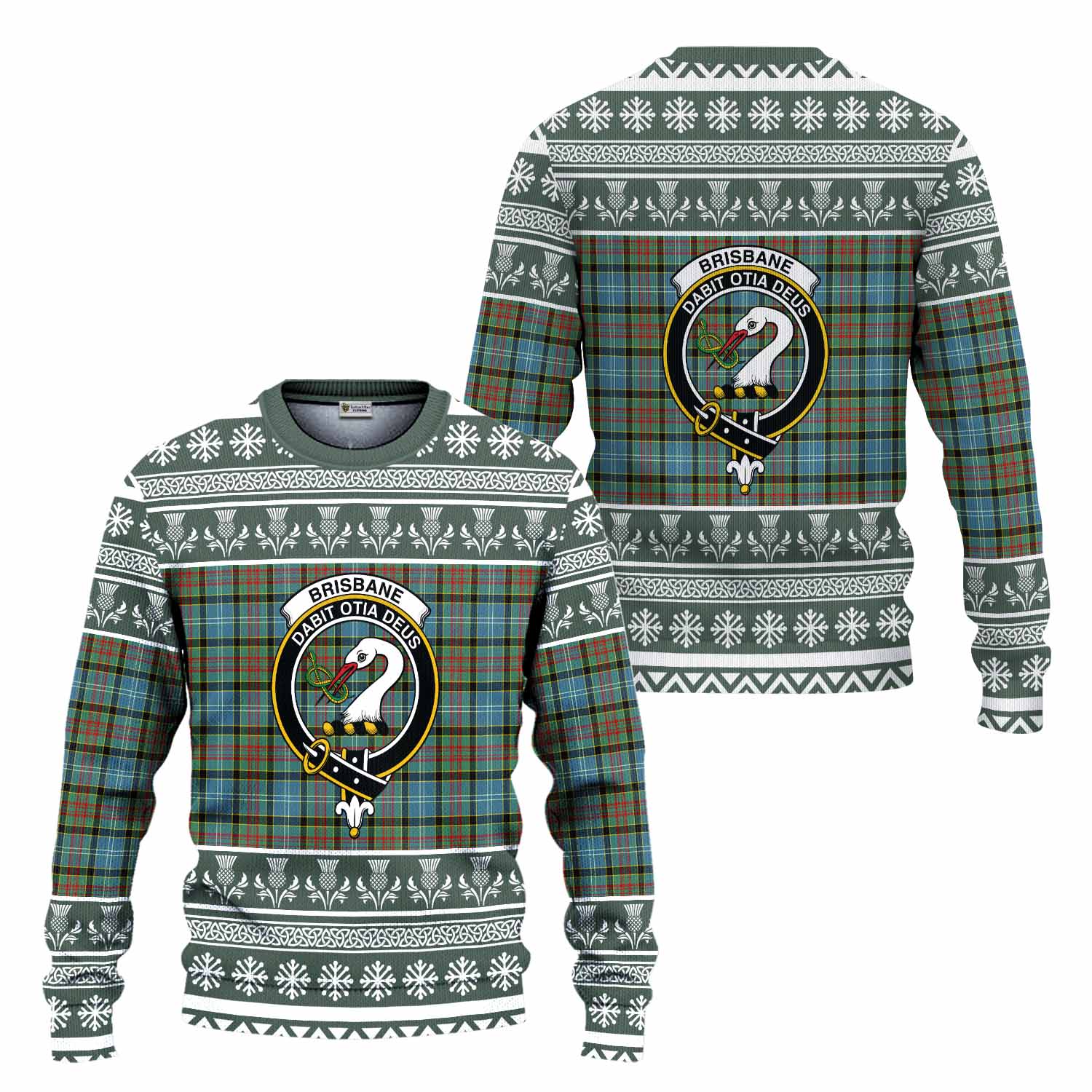 Brisbane Clan Tartan Christmas Ugly Sweater with Family Crest - Tartan Vibes Clothing