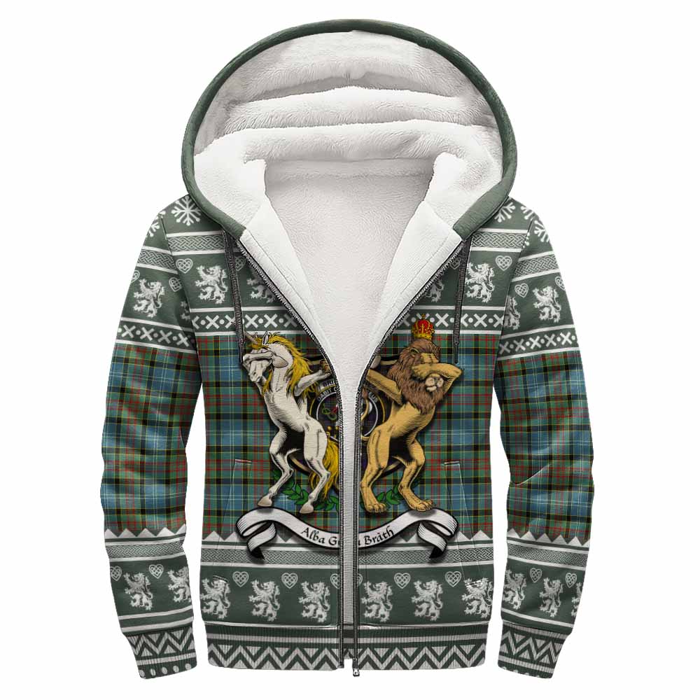 Brisbane Clan Tartan Crest Christmas Fleece Hoodie Coat of Arms Funny Style - Tartan Vibes Clothing