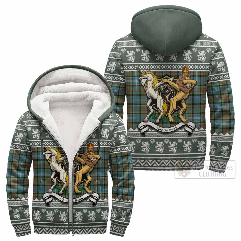 Brisbane Clan Tartan Crest Christmas Fleece Hoodie Coat of Arms Funny Style - Tartan Vibes Clothing