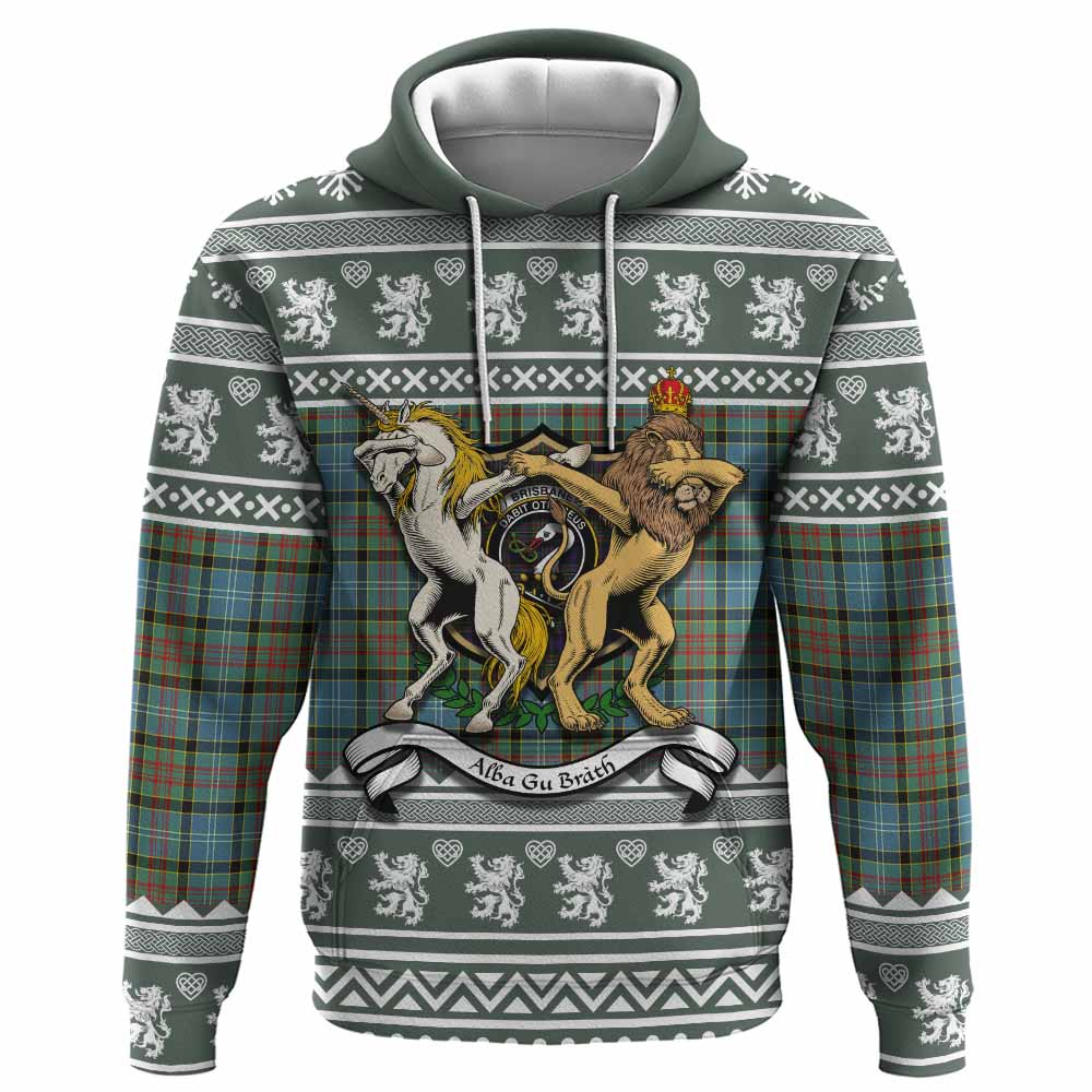 Brisbane Clan Tartan Crest Christmas Hoodie Coat of Arms Funny Style - Tartan Vibes Clothing