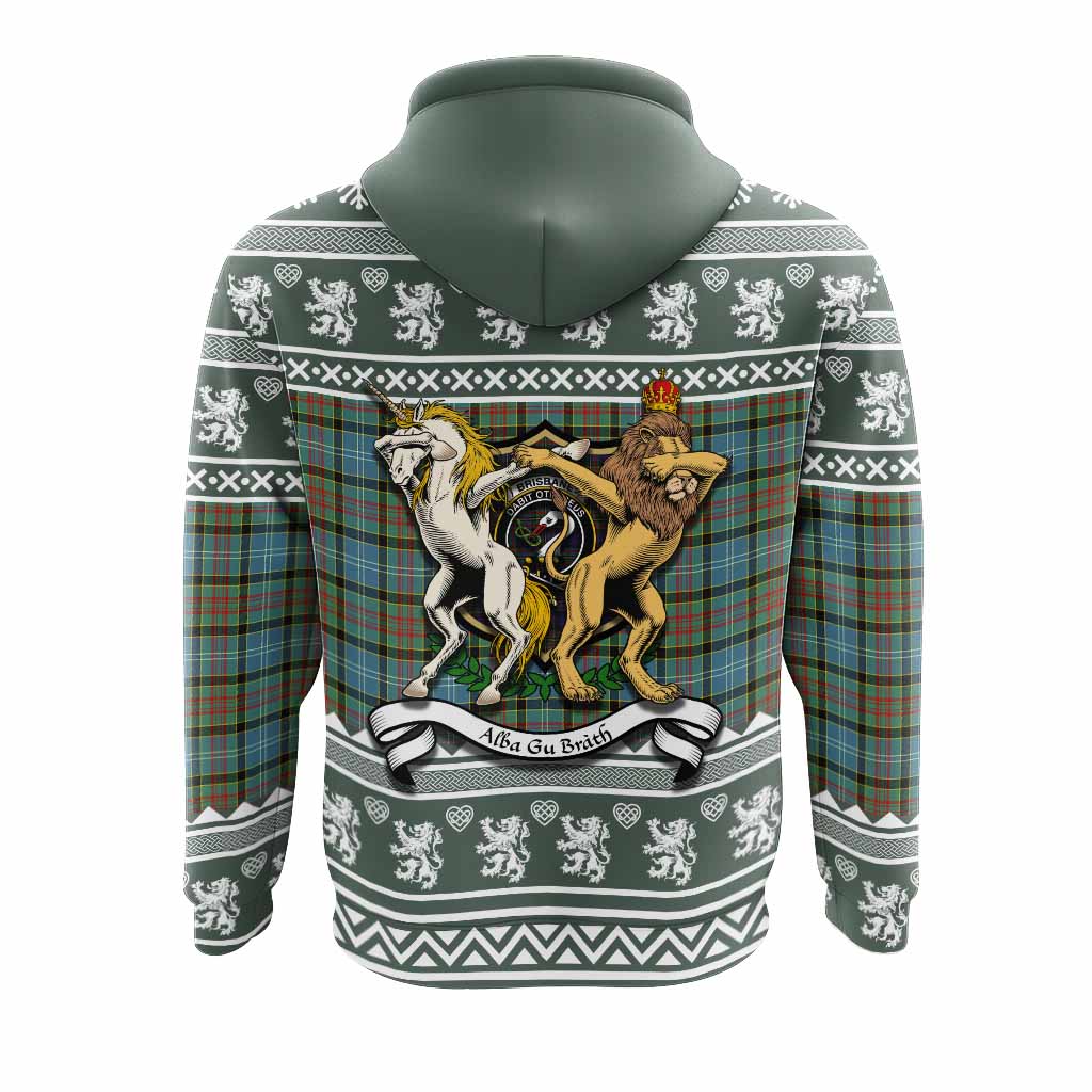 Brisbane Clan Tartan Crest Christmas Hoodie Coat of Arms Funny Style - Tartan Vibes Clothing