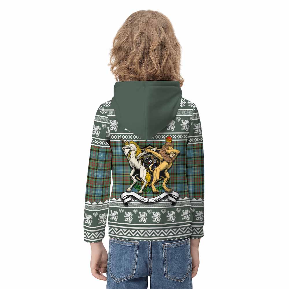 Brisbane Clan Tartan Crest Christmas Kid Hoodie Coat of Arms Funny Style - Tartan Vibes Clothing