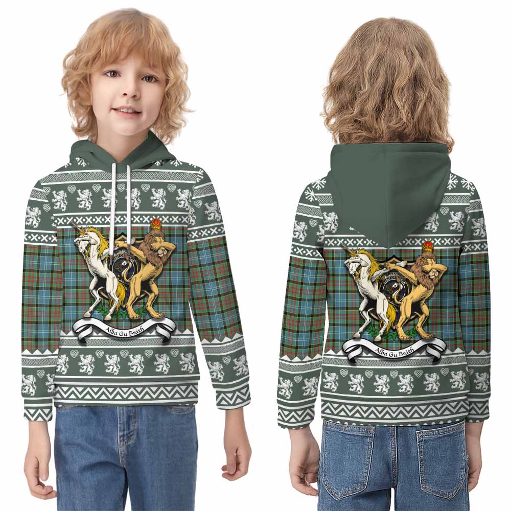 Brisbane Clan Tartan Crest Christmas Kid Hoodie Coat of Arms Funny Style - Tartan Vibes Clothing