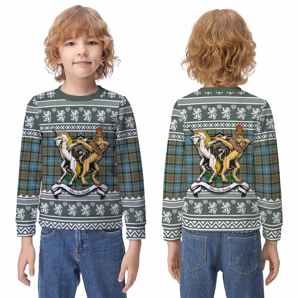 Brisbane Clan Tartan Crest Christmas Kid Ugly Sweatshirt Coat of Arms Funny Style - Tartan Vibes Clothing