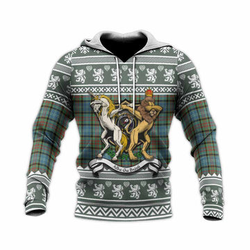 Brisbane Clan Tartan Crest Christmas Knitted Hoodie Coat of Arms Funny Style