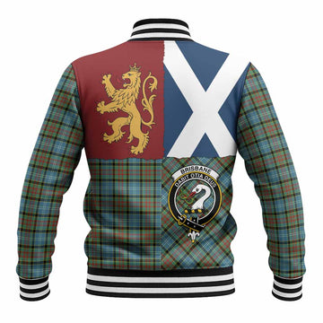 Brisbane Crest Tartan Baseball Jacket with Lion Rampant Saltire Style