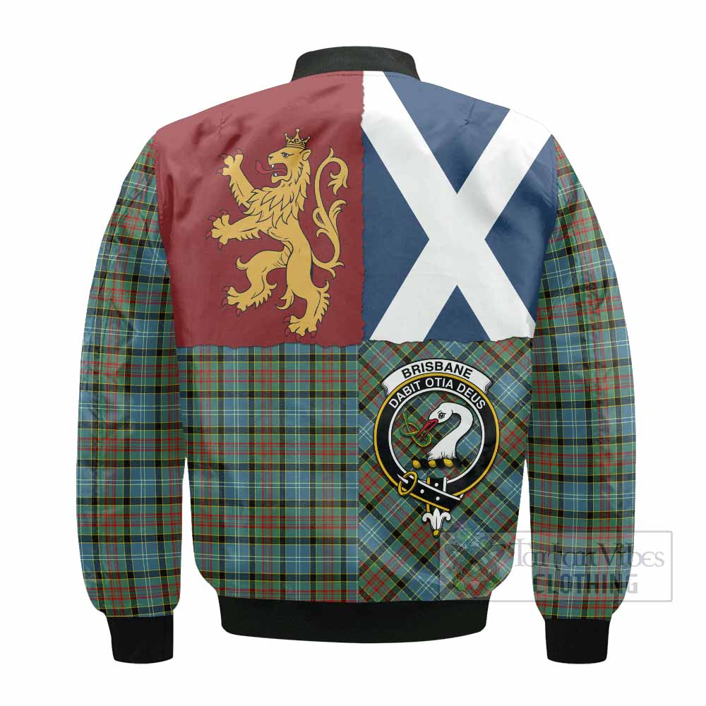 Brisbane Crest Tartan Bomber Jacket with Lion Rampant Saltire Style