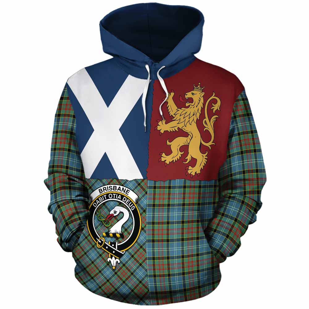 Brisbane Crest Tartan Cotton Hoodie with Lion Rampant Saltire Style - Tartan Vibes Clothing