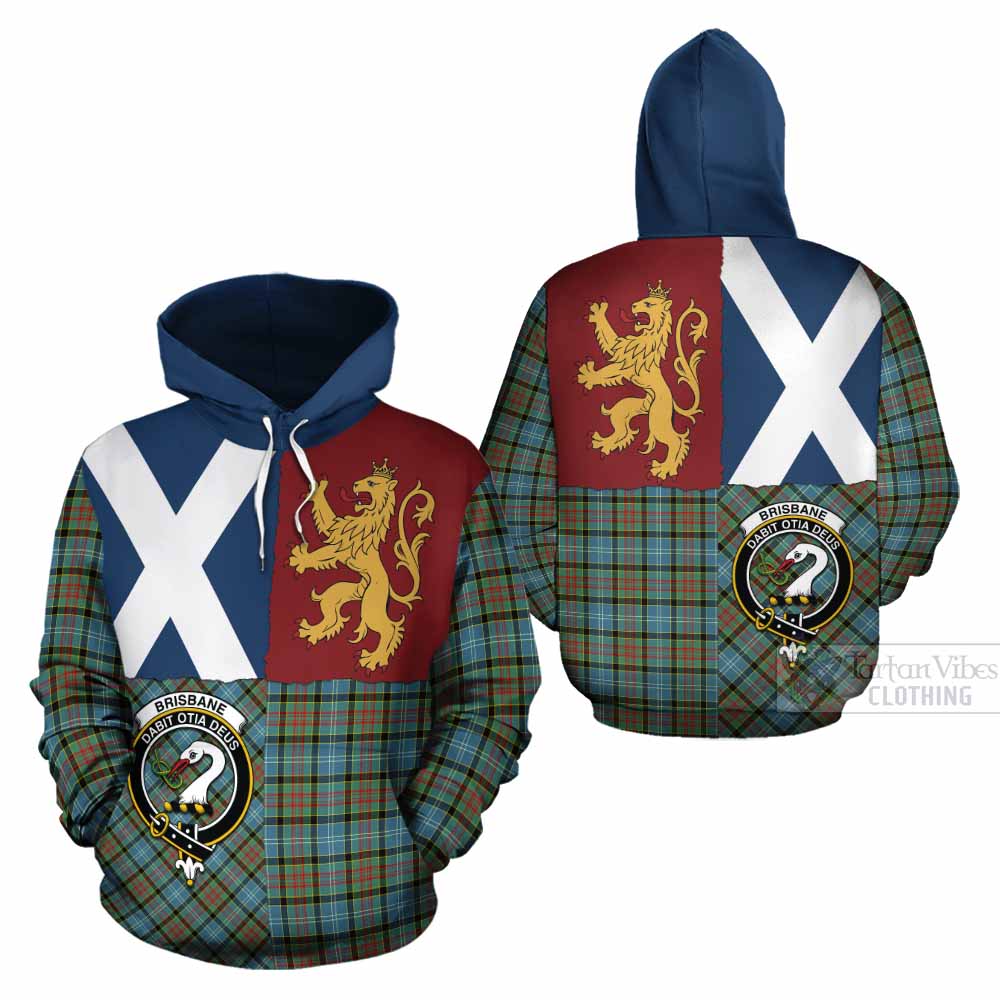 Brisbane Crest Tartan Cotton Hoodie with Lion Rampant Saltire Style - Tartan Vibes Clothing