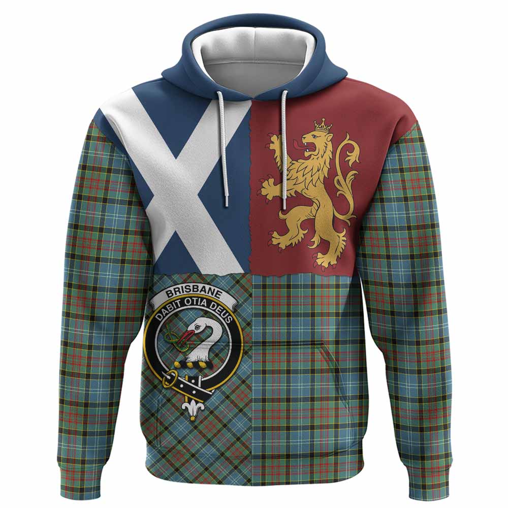 Brisbane Crest Tartan Hoodie with Lion Rampant Saltire Style