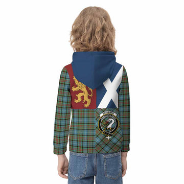 Brisbane Crest Tartan Kid Hoodie with Lion Rampant Saltire Style
