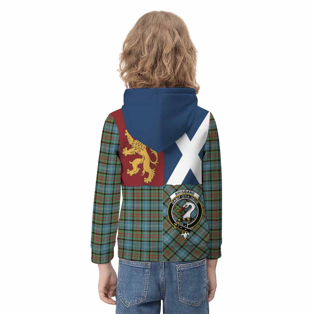 Brisbane Crest Tartan Kid Hoodie with Lion Rampant Saltire Style - Tartan Vibes Clothing