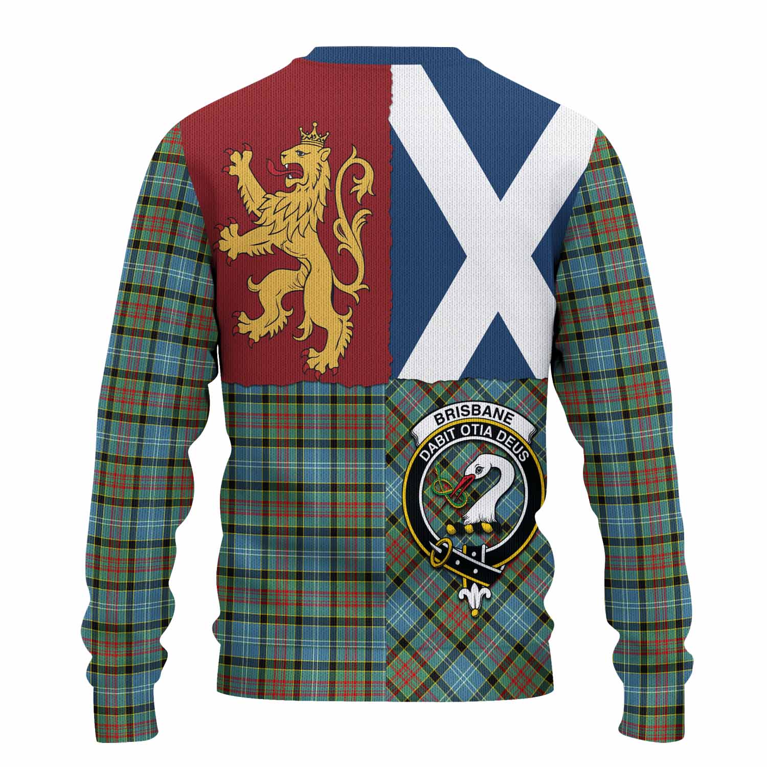 Brisbane Crest Tartan Knitted Sweater with Lion Rampant Saltire Style