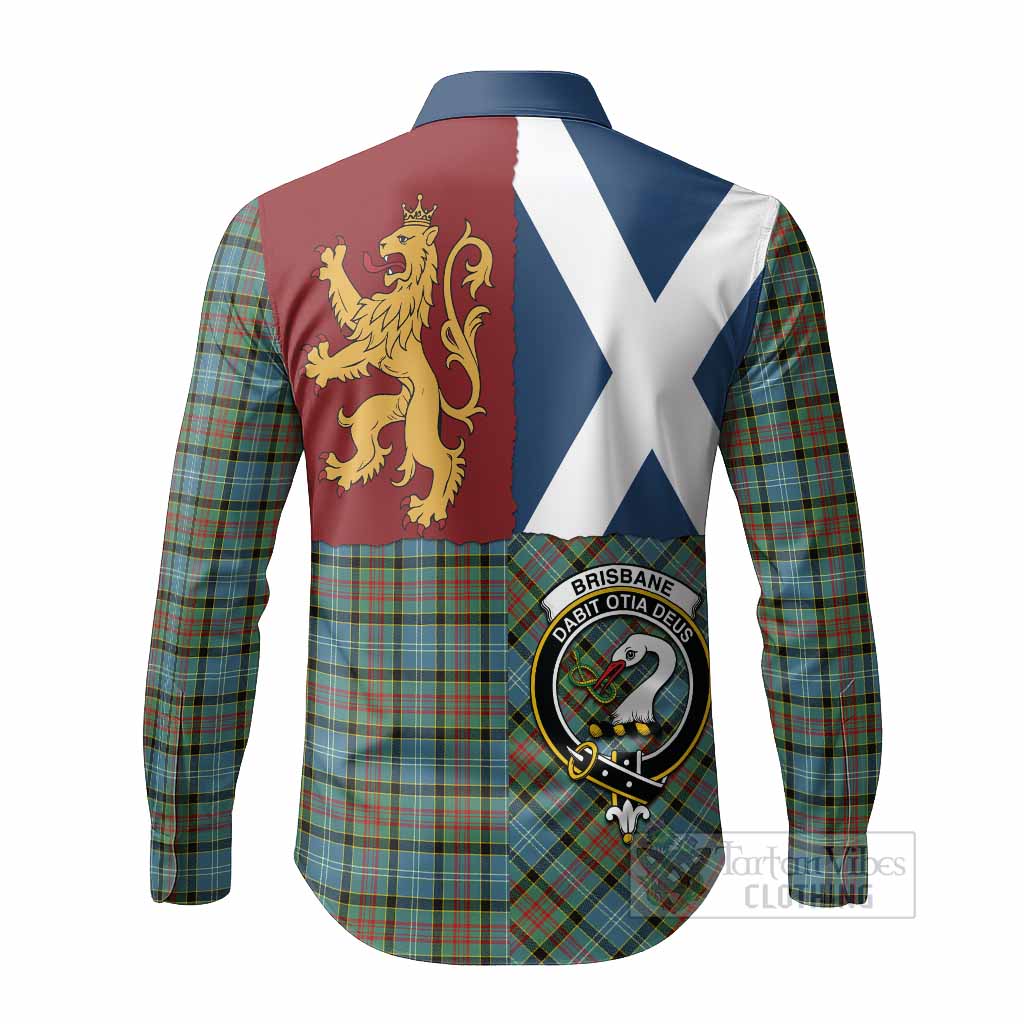 Brisbane Crest Tartan Long Sleeve Button Shirts with Lion Rampant Saltire Style