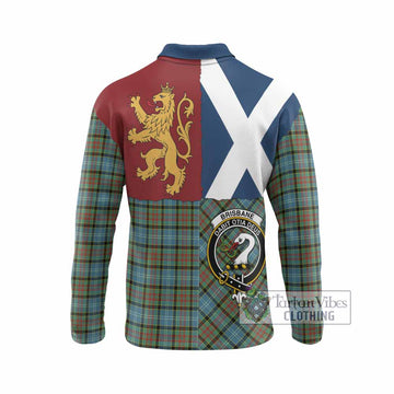 Brisbane Crest Tartan Long Sleeve Polo Shirt with Lion Rampant Saltire Style