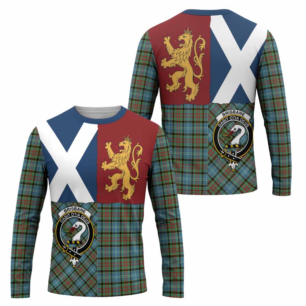 Brisbane Crest Tartan Long Sleeve T-Shirt with Lion Rampant Saltire Style