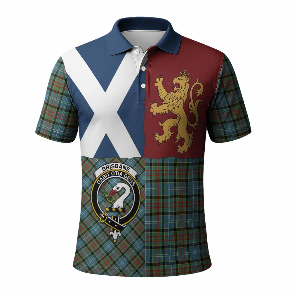 Brisbane Crest Tartan Polo Shirt with Lion Rampant Saltire Style