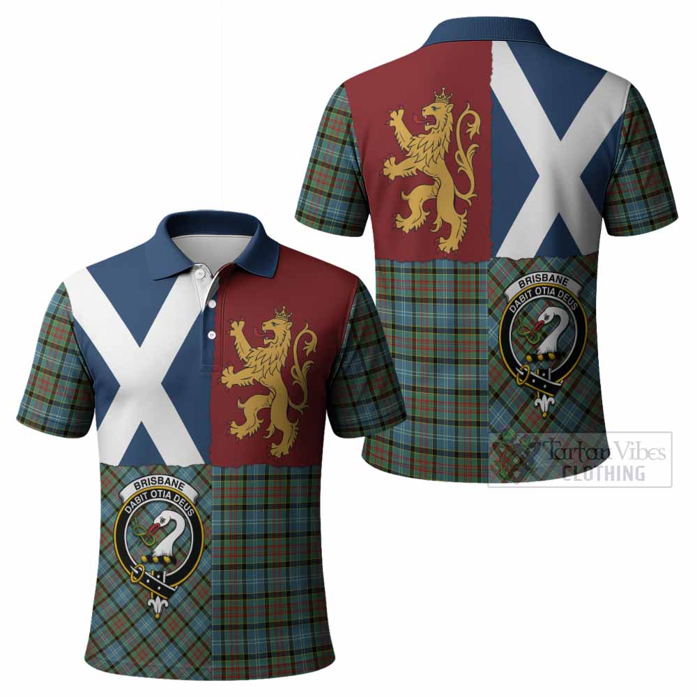 Brisbane Crest Tartan Polo Shirt with Lion Rampant Saltire Style