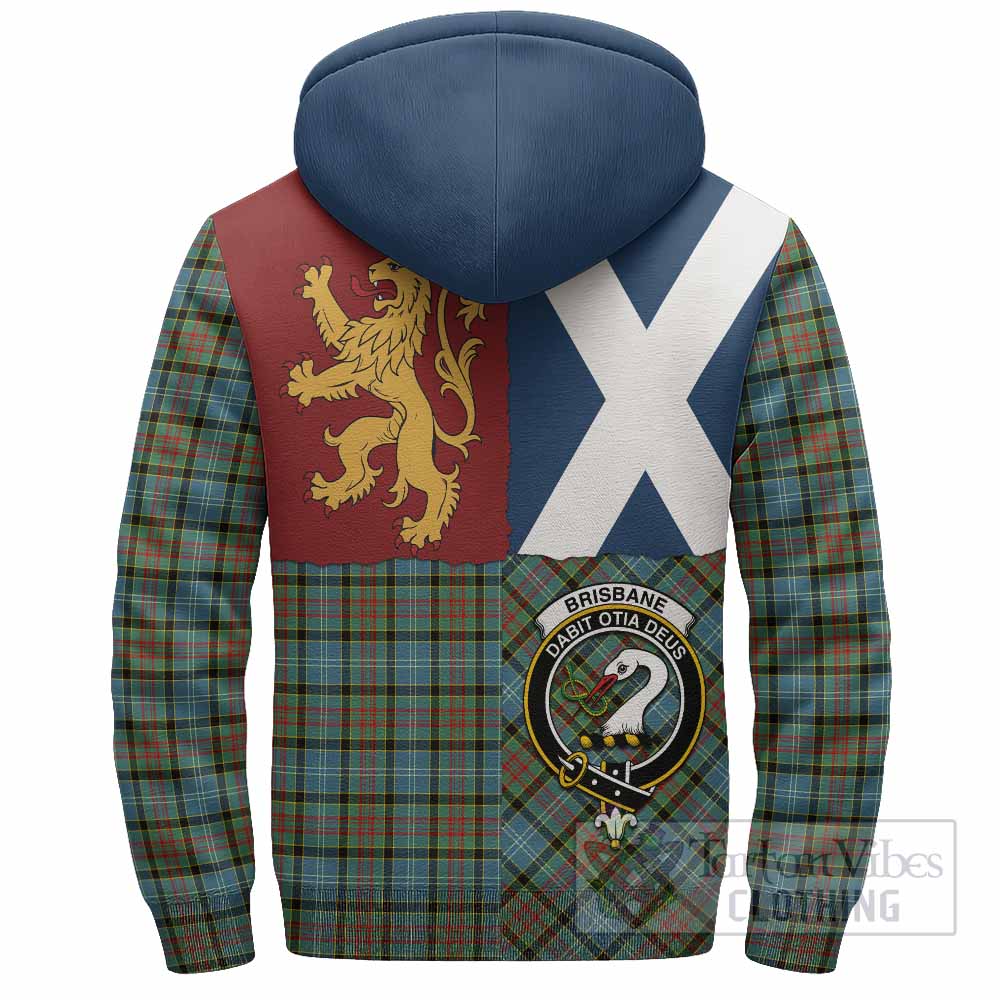 Brisbane Crest Tartan Sherpa Hoodie with Lion Rampant Saltire Style