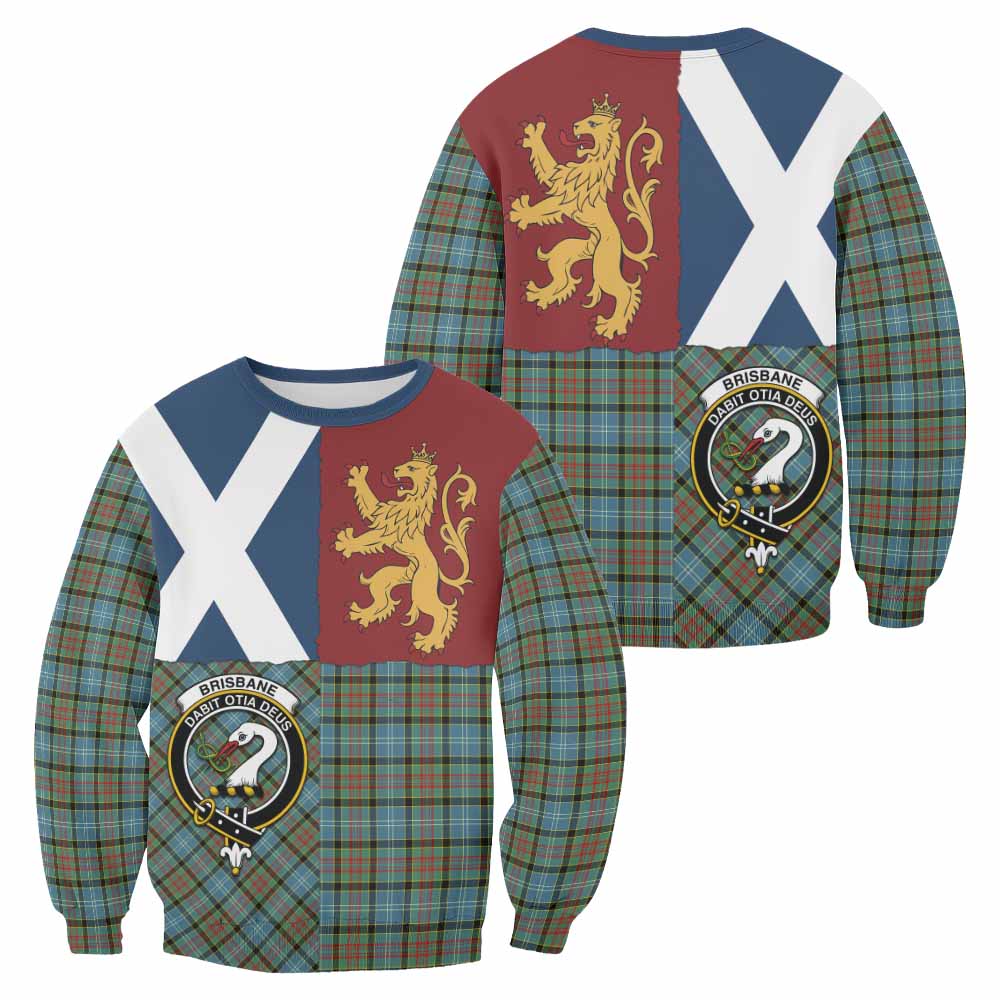 Brisbane Crest Tartan Sweatshirt with Lion Rampant Saltire Style