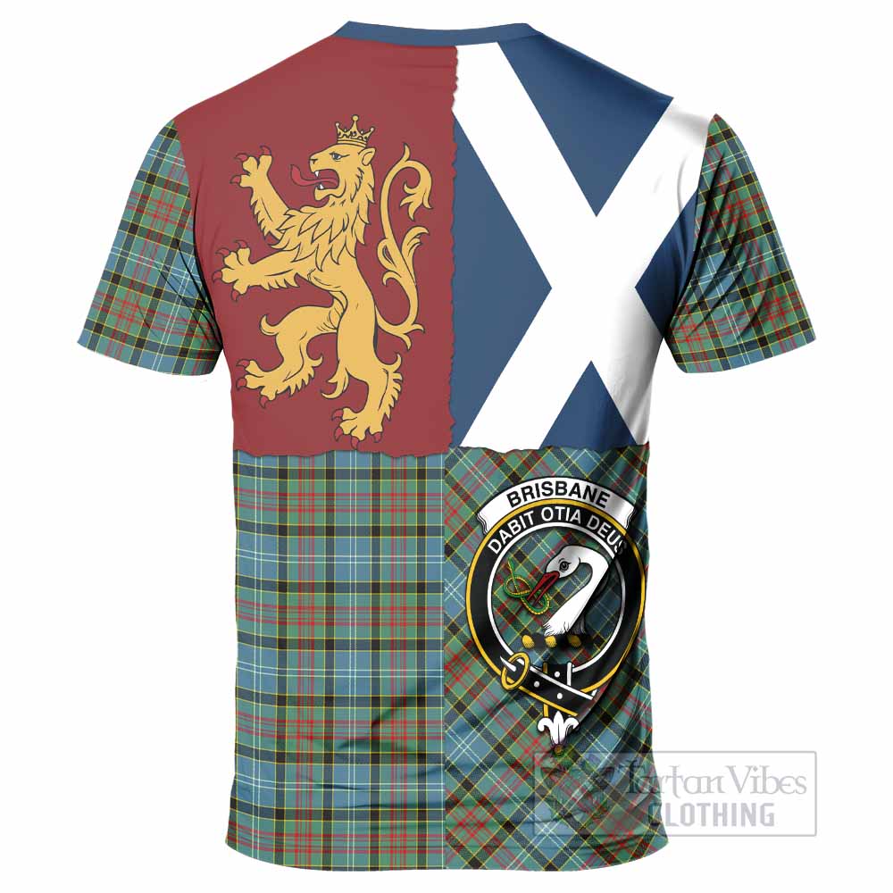 Brisbane Crest Tartan T-Shirt with Lion Rampant Saltire Style