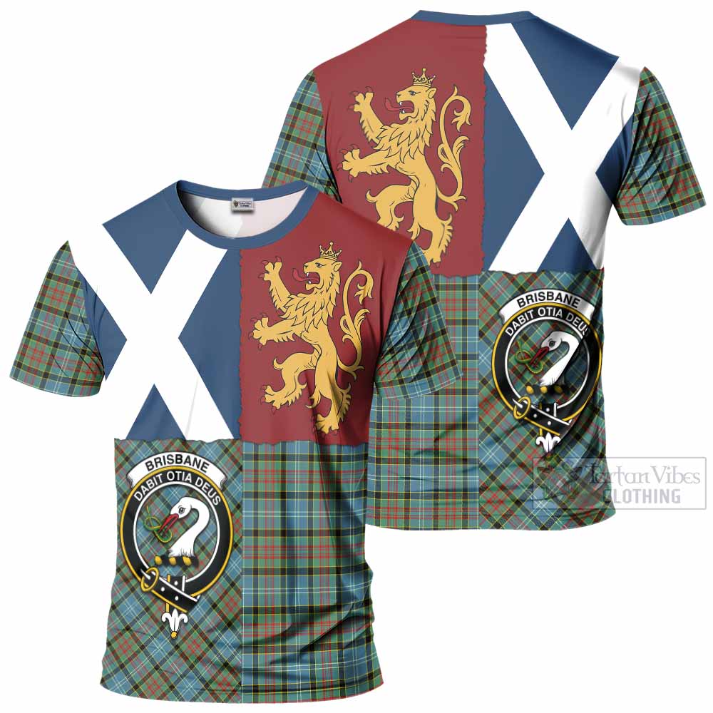 Brisbane Crest Tartan T-Shirt with Lion Rampant Saltire Style