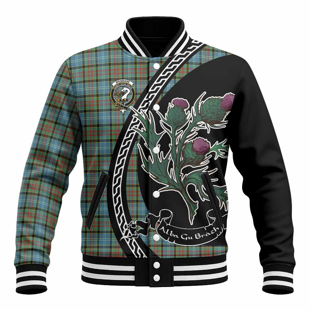Brisbane Family Crest Tartan Baseball Jacket Alba Thistle Inspired - Tartan Vibes Clothing