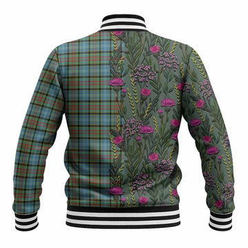 Brisbane Family Crest Tartan Baseball Jacket Scottish Thistle Flower Pattern Half Style