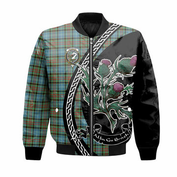 Brisbane Family Crest Tartan Bomber Jacket Alba Thistle Inspired