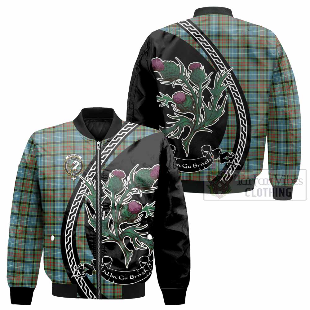Brisbane Family Crest Tartan Bomber Jacket Alba Thistle Inspired - Tartan Vibes Clothing