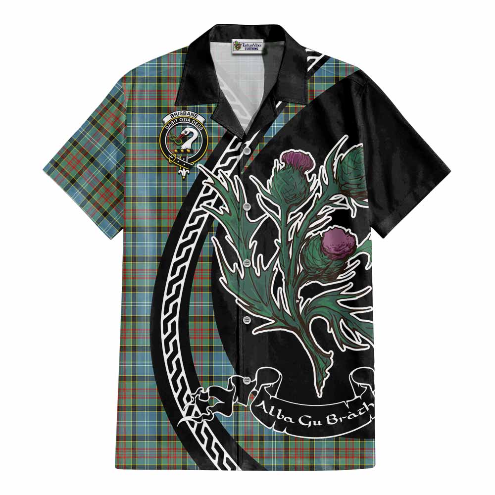 Brisbane Family Crest Tartan Cotton Hawaiian Shirt Alba Thistle Inspired - Tartan Vibes Clothing