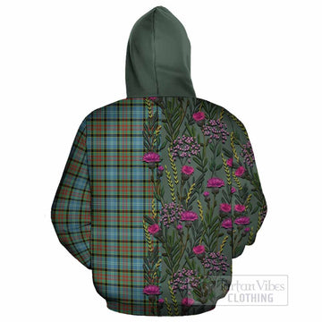 Brisbane Family Crest Tartan Cotton Hoodie Scottish Thistle Flower Pattern Half Style