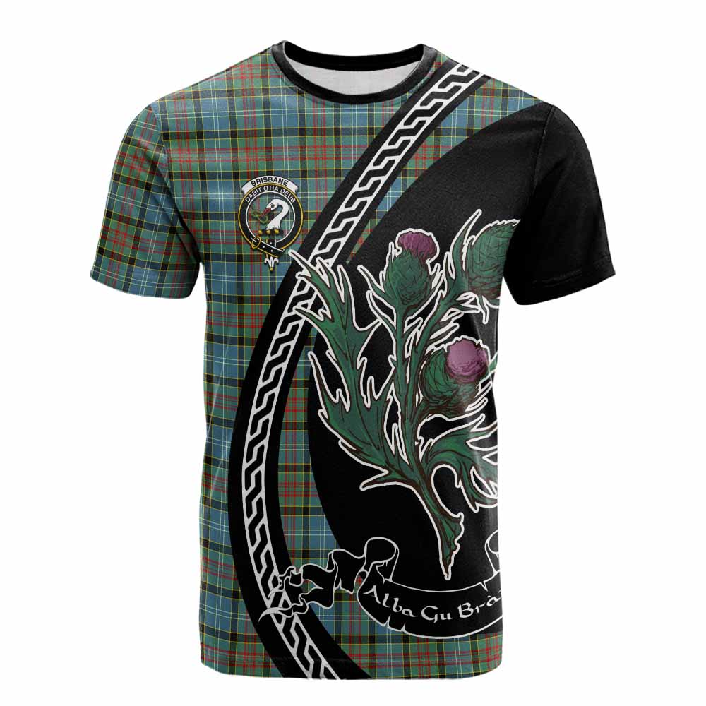 Brisbane Family Crest Tartan Cotton T-shirt Alba Thistle Inspired - Tartan Vibes Clothing