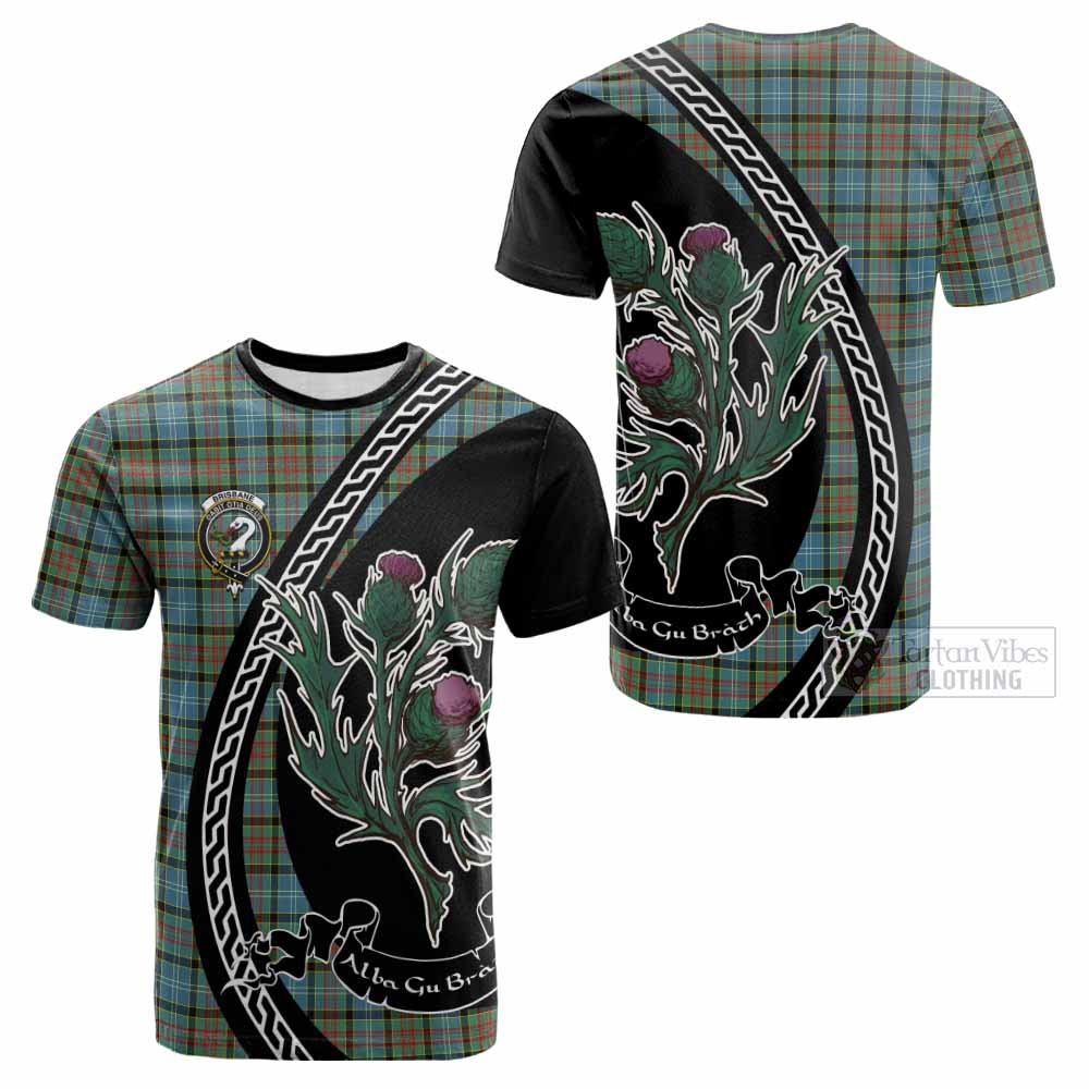 Brisbane Family Crest Tartan Cotton T-shirt Alba Thistle Inspired - Tartan Vibes Clothing
