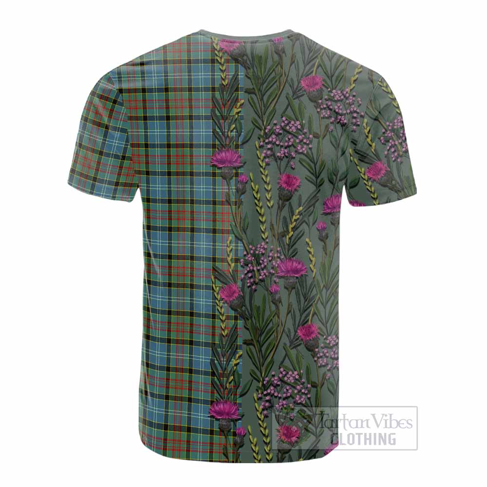 Brisbane Family Crest Tartan Cotton T-shirt Scottish Thistle Flower Pattern Half Style - Tartan Vibes Clothing